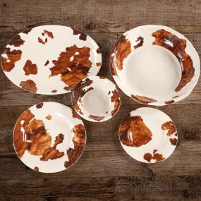 "Elsa" Cowhide 14-Piece Malamine Dinnerware Set