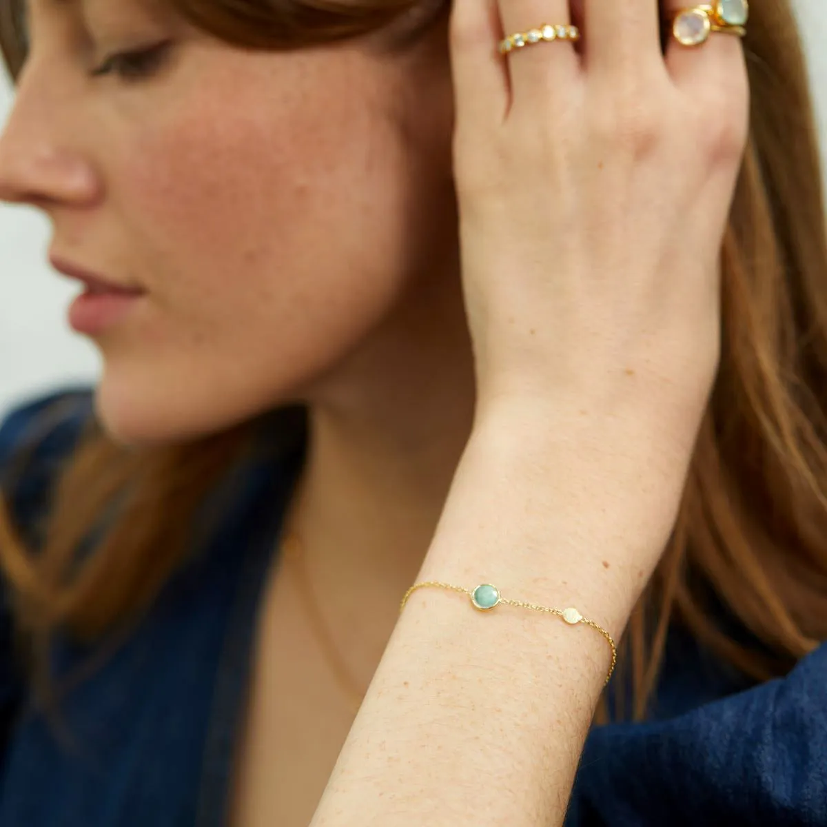 Salina Amazonite and Gold Disc Bracelet