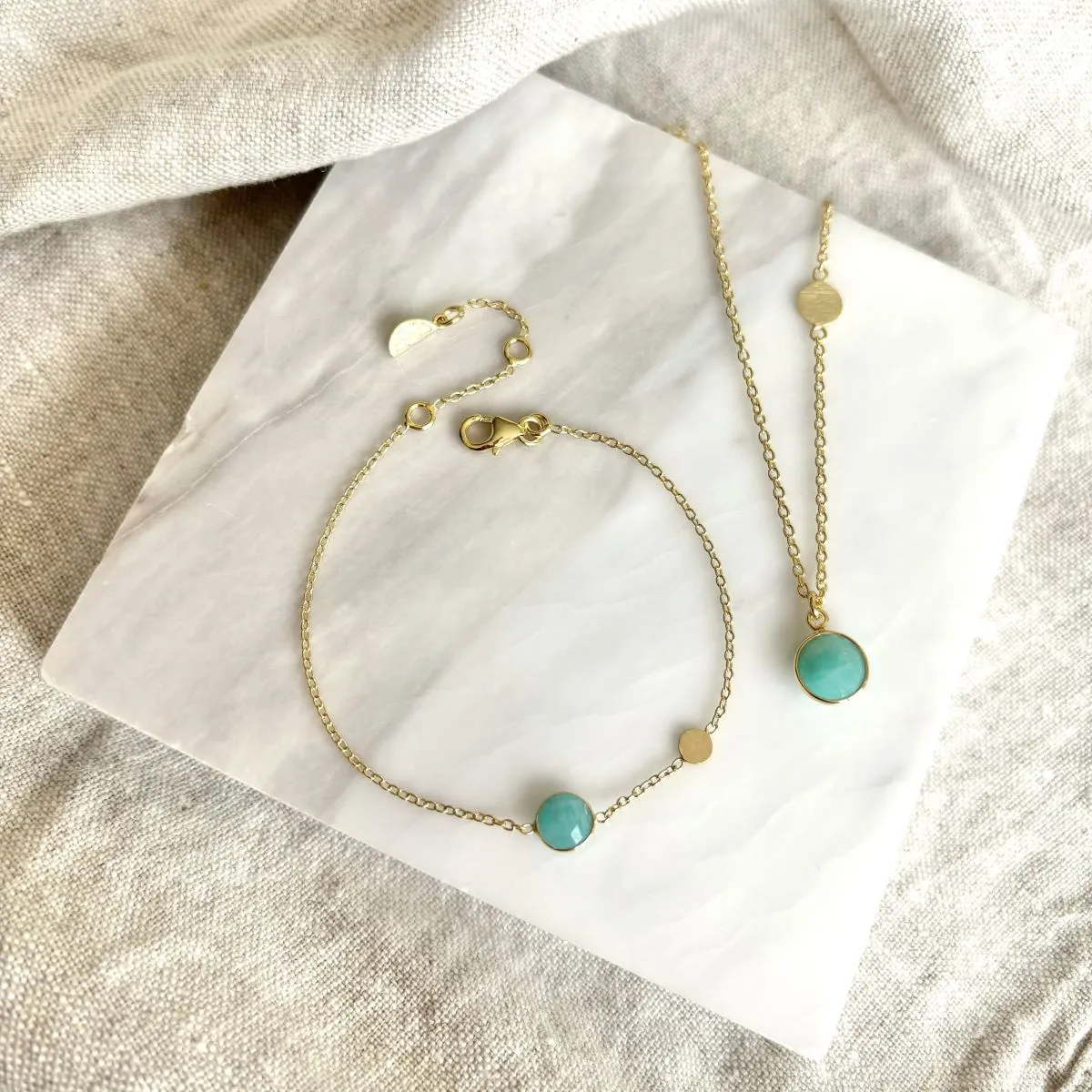 Salina Amazonite and Gold Disc Bracelet