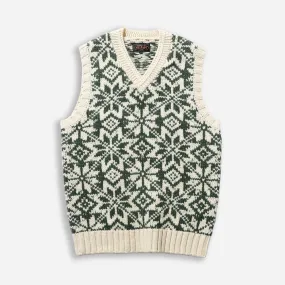 SNOW PATTERN KNITTED VEST - GREEN/SNOW