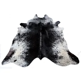 Speckled Black Dark - Black & White Coloured Large Premium Cowhide Rug