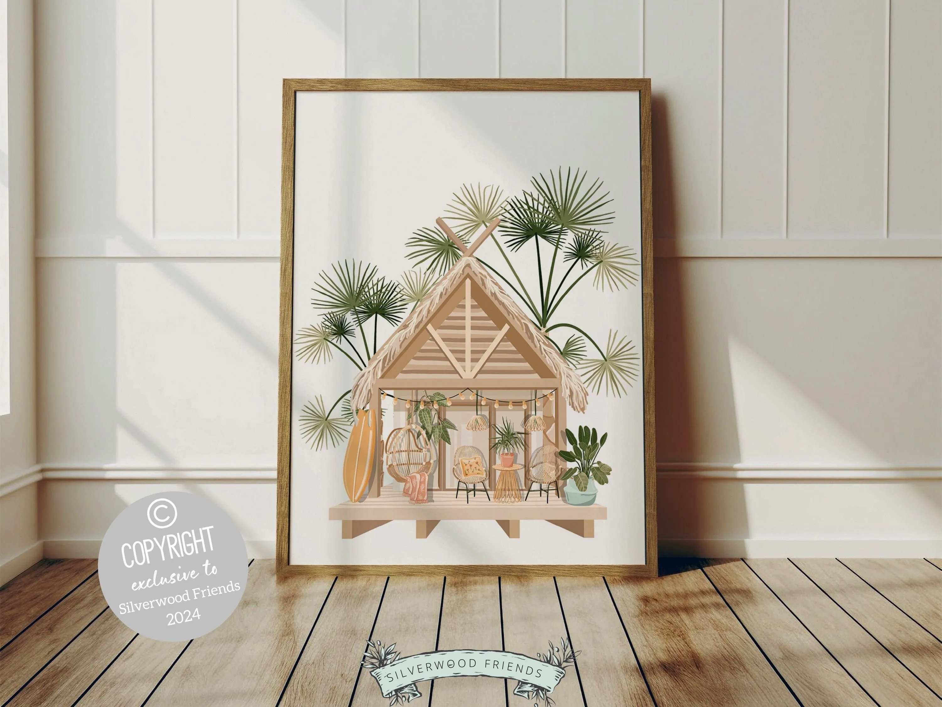 Surfboard Palm Tree Prints - Set of 3