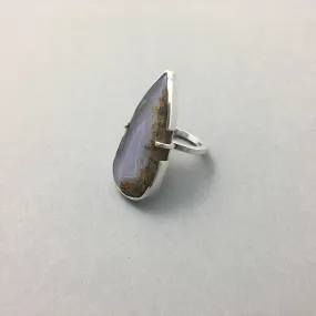 TEARDROP AGATE & SILVER STATEMENT RING