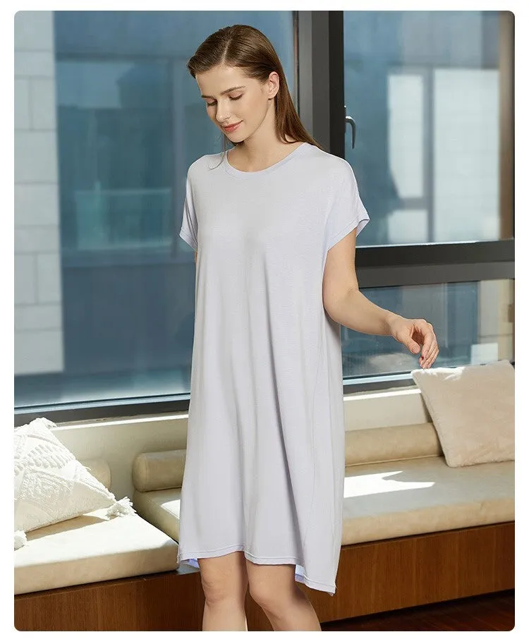 Women's 40S Tencel Modal Breathable Dry-Fast Short Sleeved Night Dress