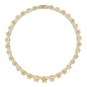 Yellow and White Diamonds Graduating Necklace